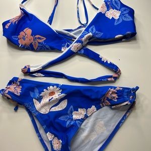 blue floral bikini